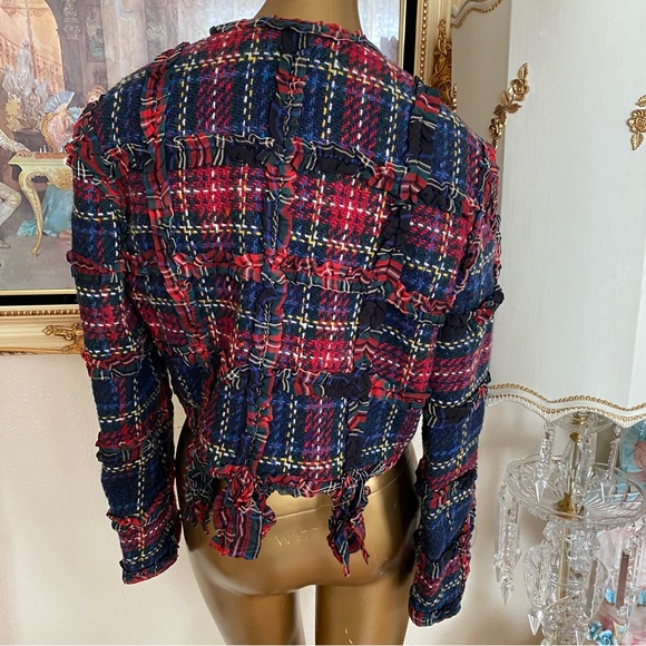 Moschino Plaid Wool Fringe Jacket - Picture 3 of 16